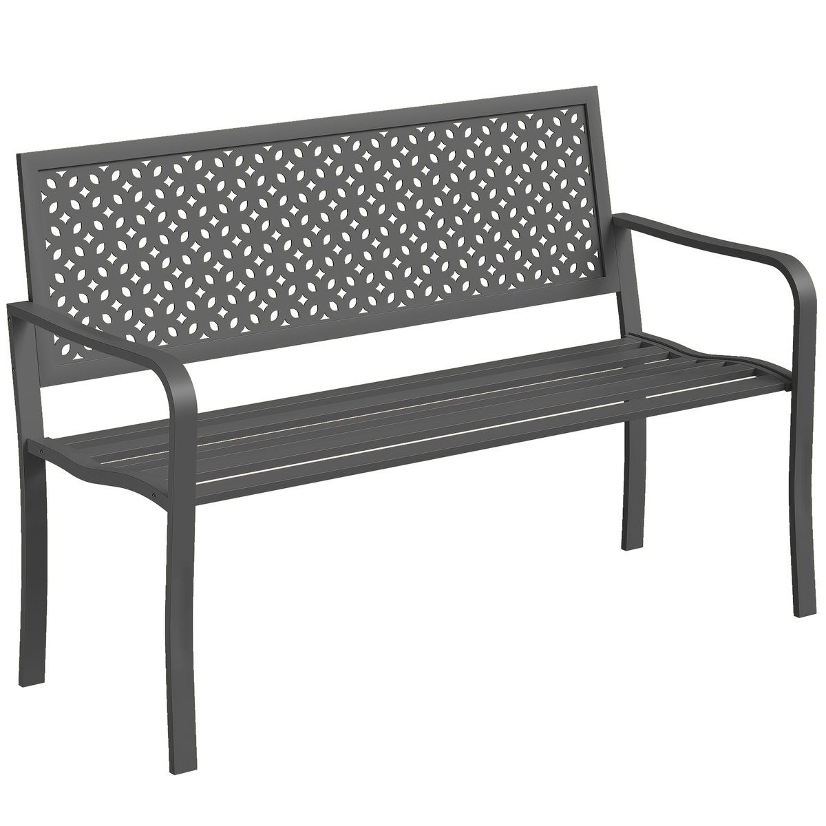 Banc de jardin Acier Gris foncé gris foncé, OUTSUNNY