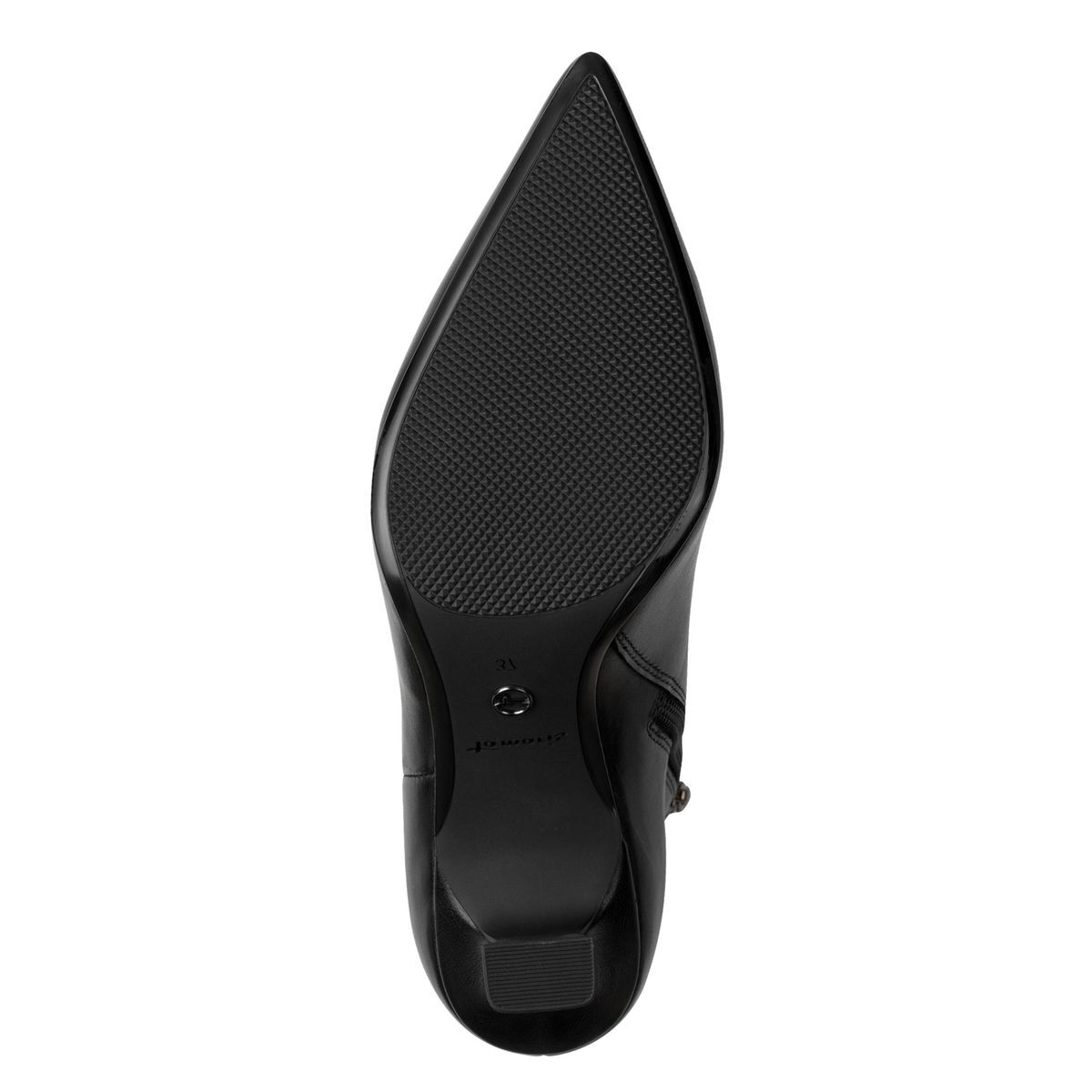 Bottines pointues en cuir noir cuir, TAMARIS