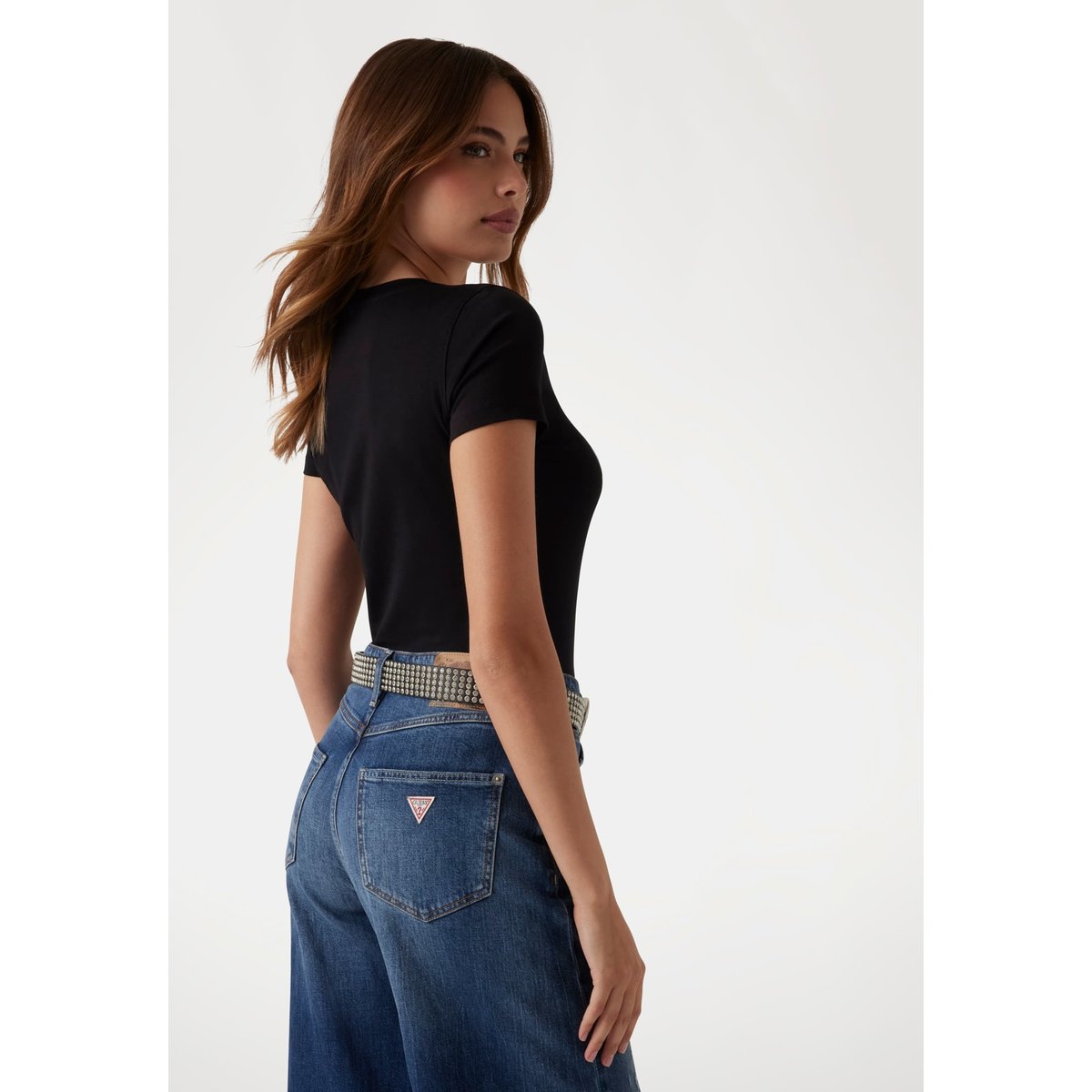 T-Shirt Logo Strass noir, GUESS