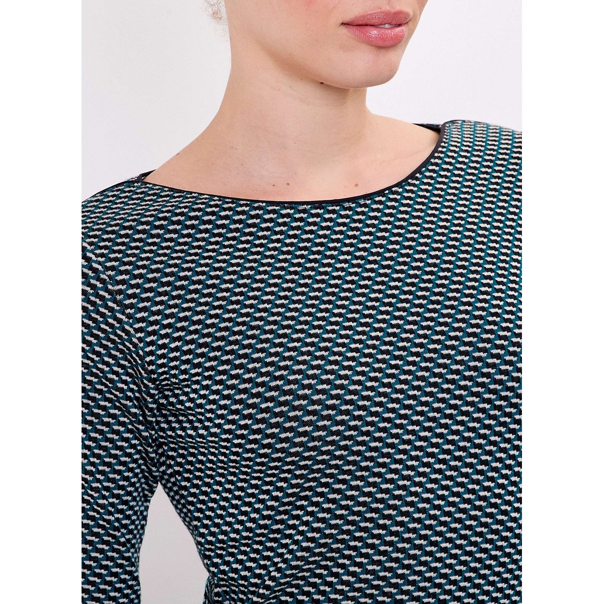 Robe ajustée maille jacquard bio CARLA bleu, PRINCESSE NOMADE