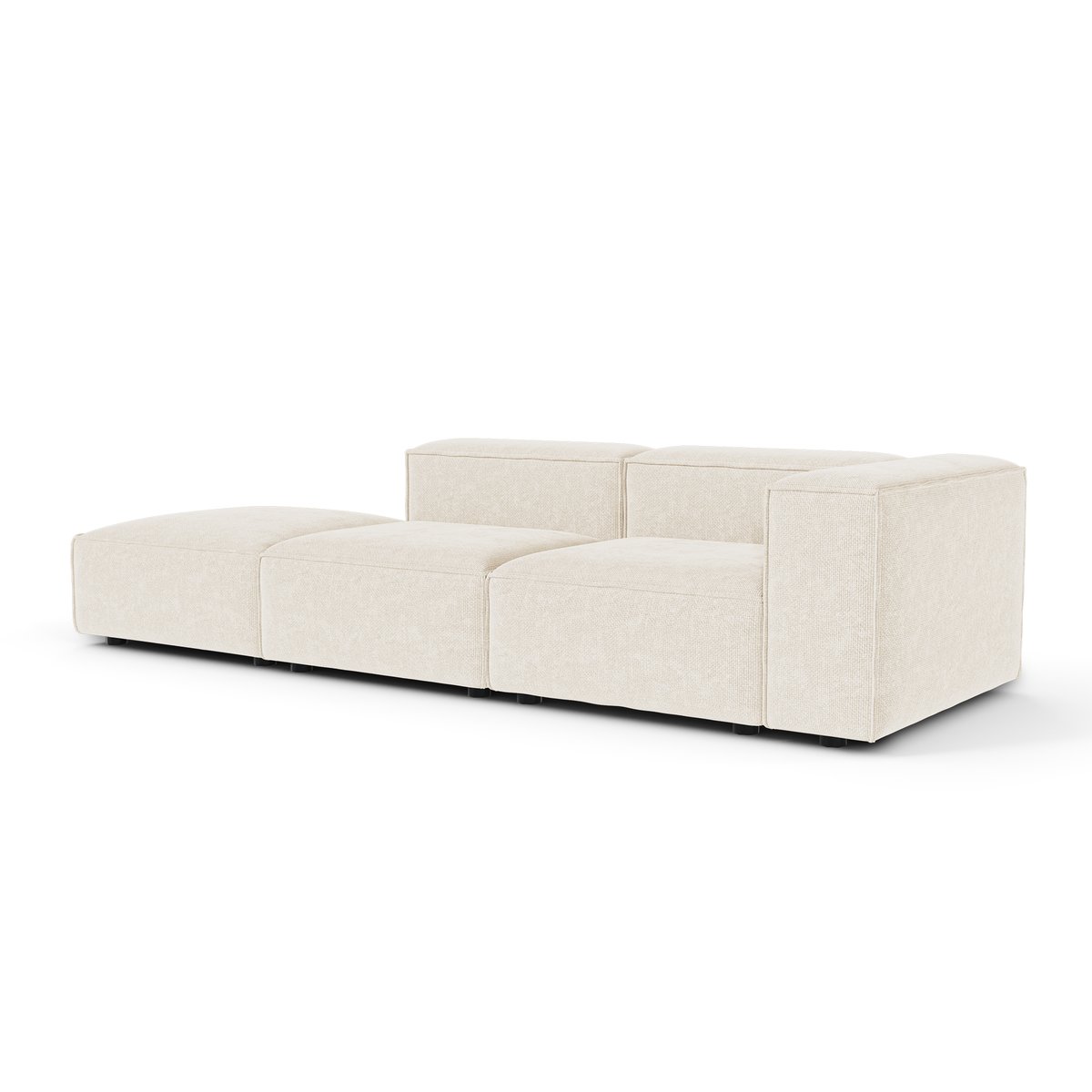 Canapé modulable 5 places en velours chenillé CUBI crème, SIA HOME
