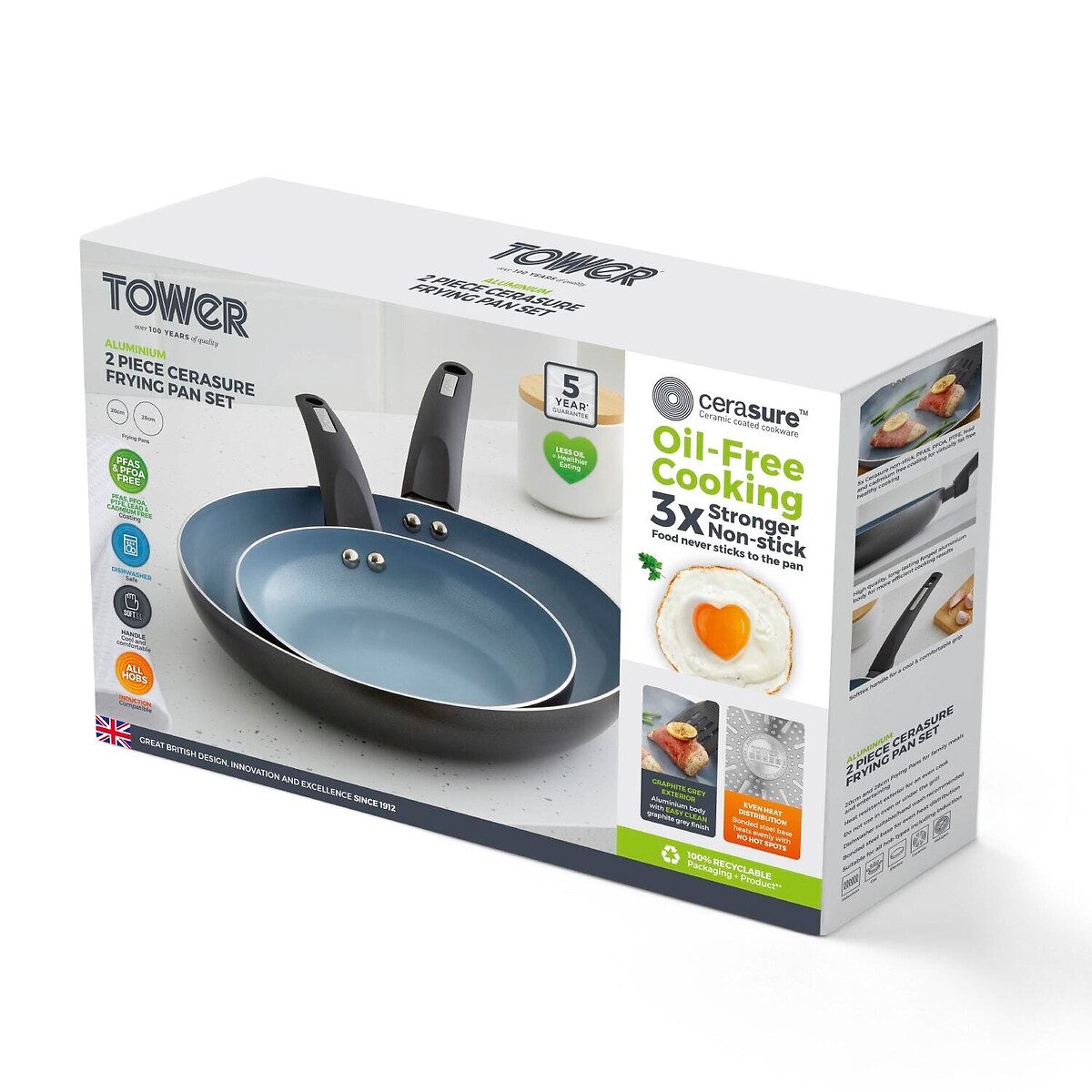 2-Piece Cerasure Frying Pan Set graphite, TOWER