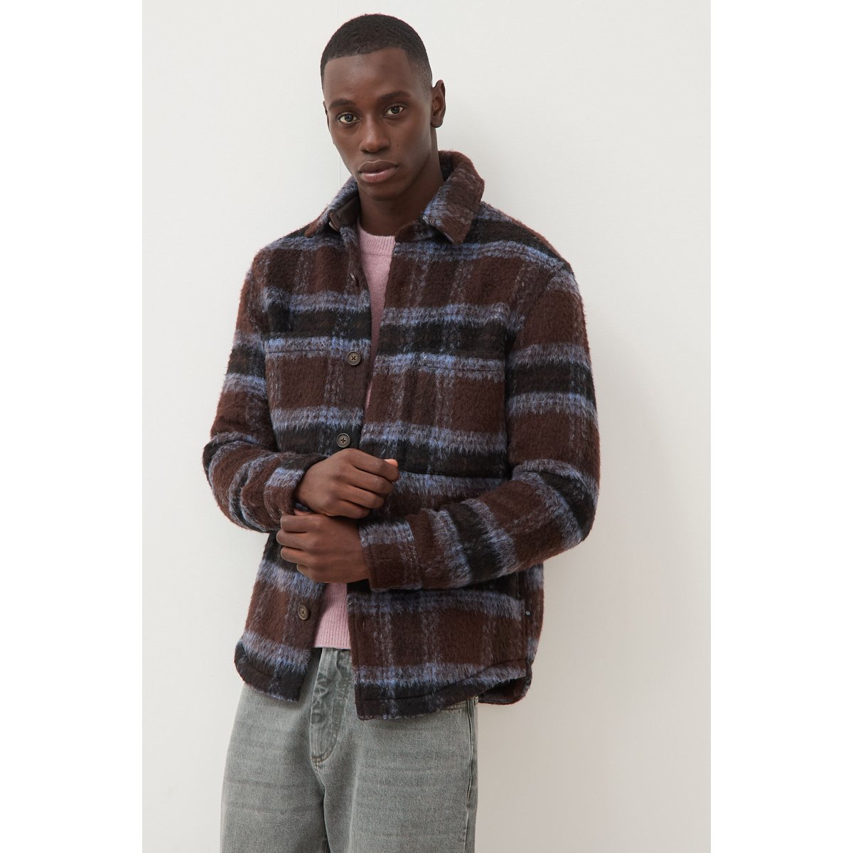 Surchemise oversize manches longues marron, BONOBO