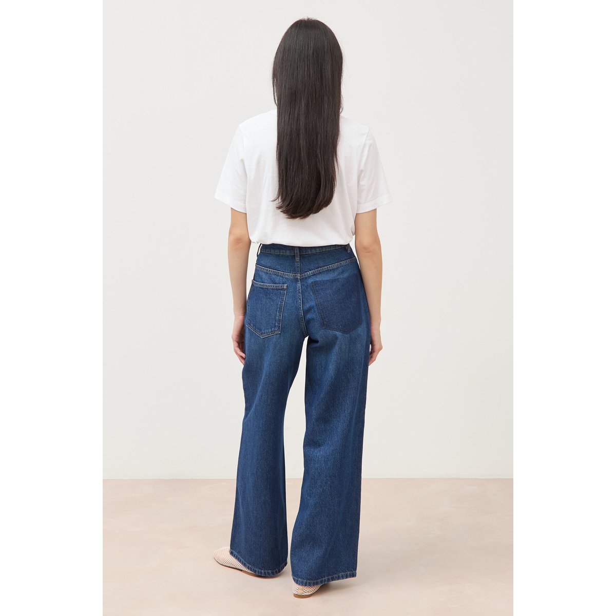 Jeans loose taille haute en coton denim stone, BONOBO