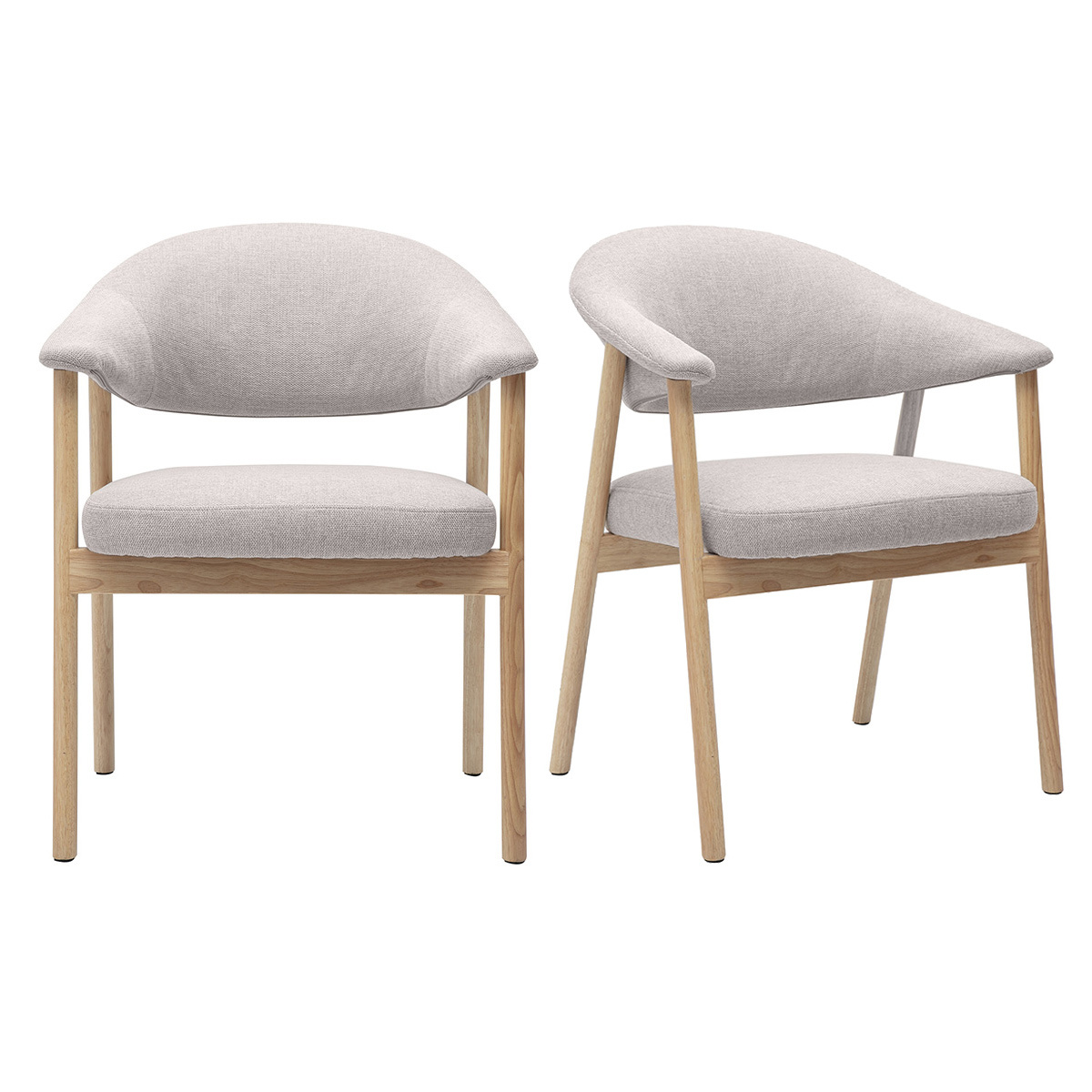 Chaises en tissu effet velours texturé beige et bois clair (lot de 2) GIULIA beige, MILIBOO