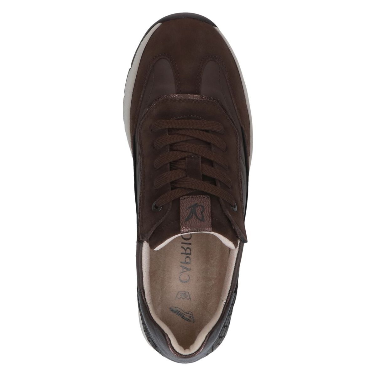 Basket en cuir marron foncé combiné, CAPRICE