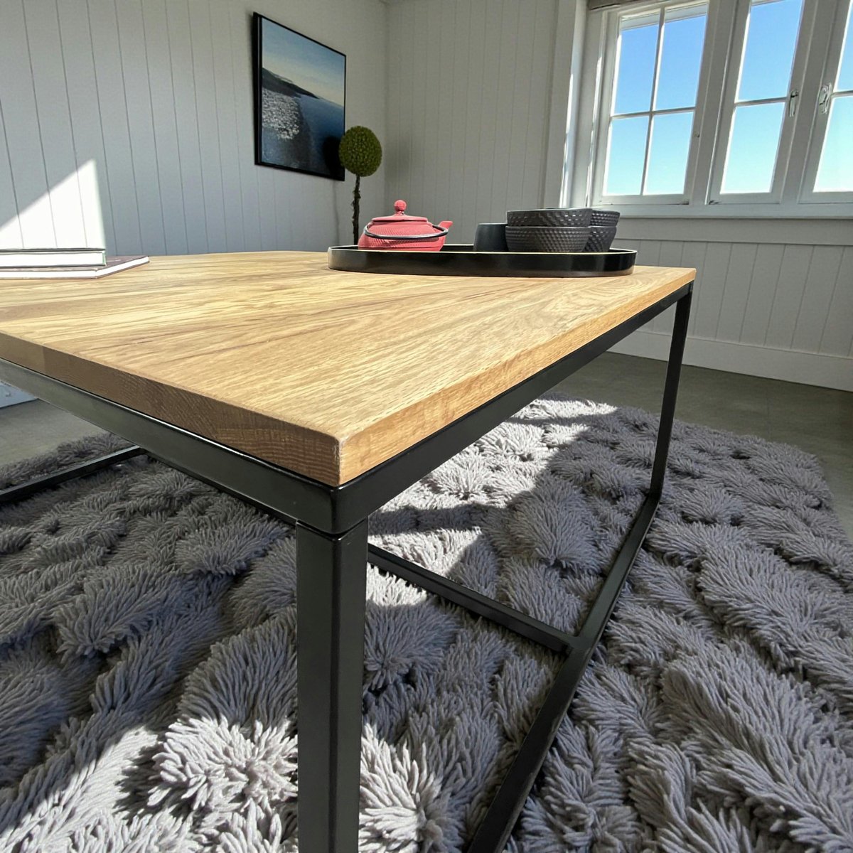 Table basse carrée en chêne massif huilé 100 X 100 PALERME chêne huilé, PIER IMPORT