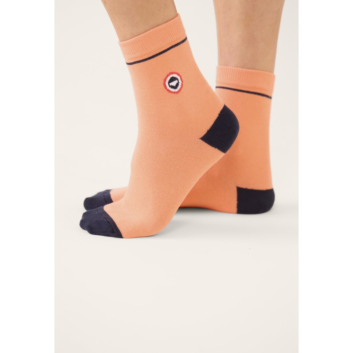 Chaussettes mi-hautes rose et Lucie talon pointe rose peche marine, LE SLIP FRANCAIS