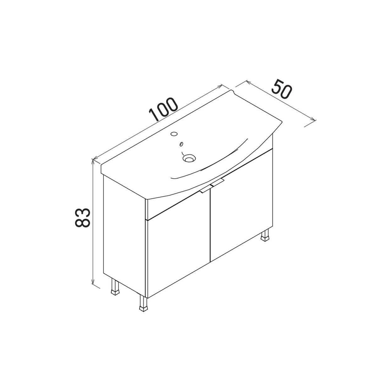 Meuble vasque salle de bains 100 cm 2 portes UMI chêne, PIER IMPORT