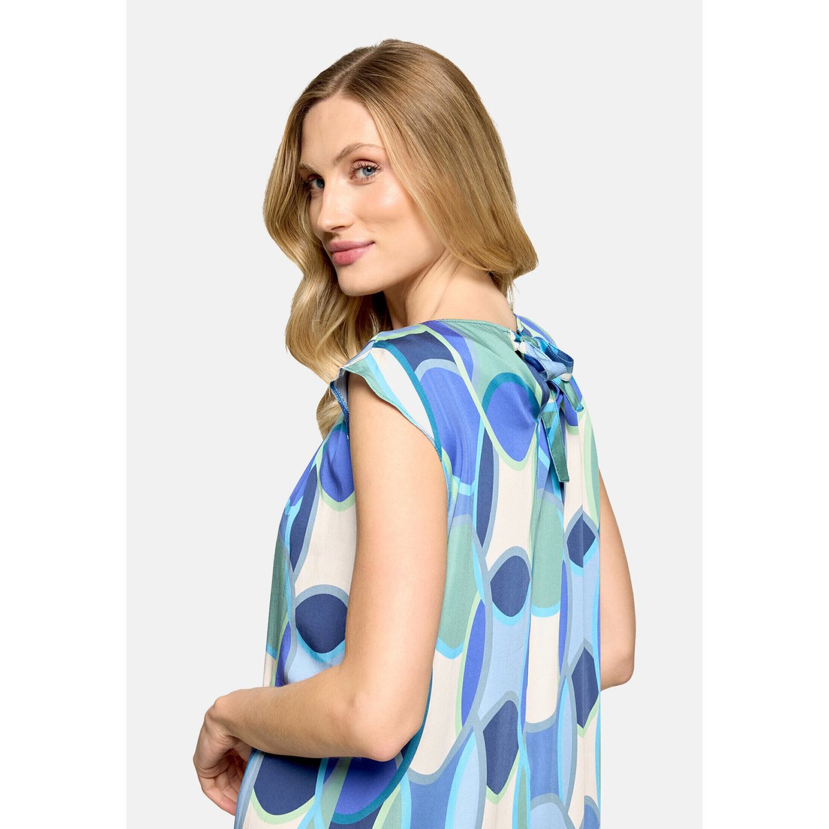 Robe détente à encolure ronde bleu/vert, BETTY BARCLAY