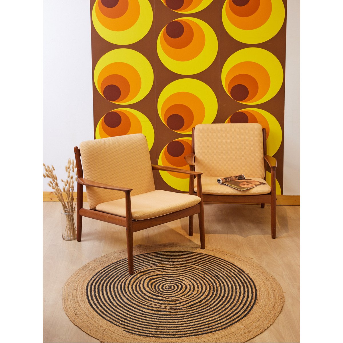 Paire de fauteuils scandinaves Jakob N°1394 - Bon état bois foncé, DEBONGOUT