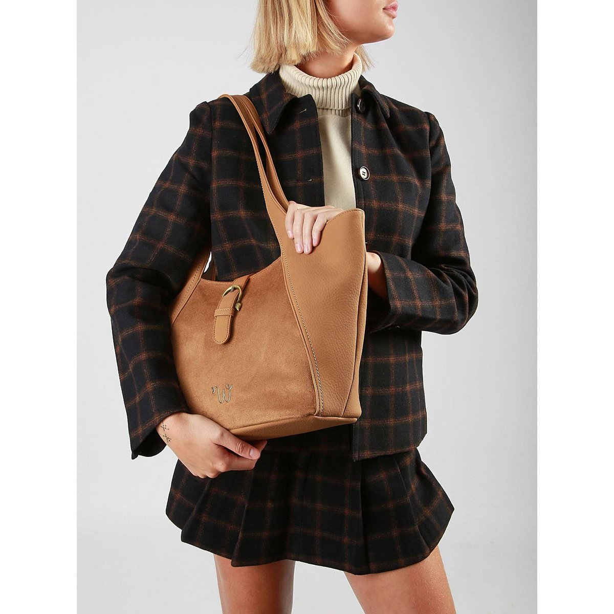 Sac porté épaule Ellebore camel, WOOMEN