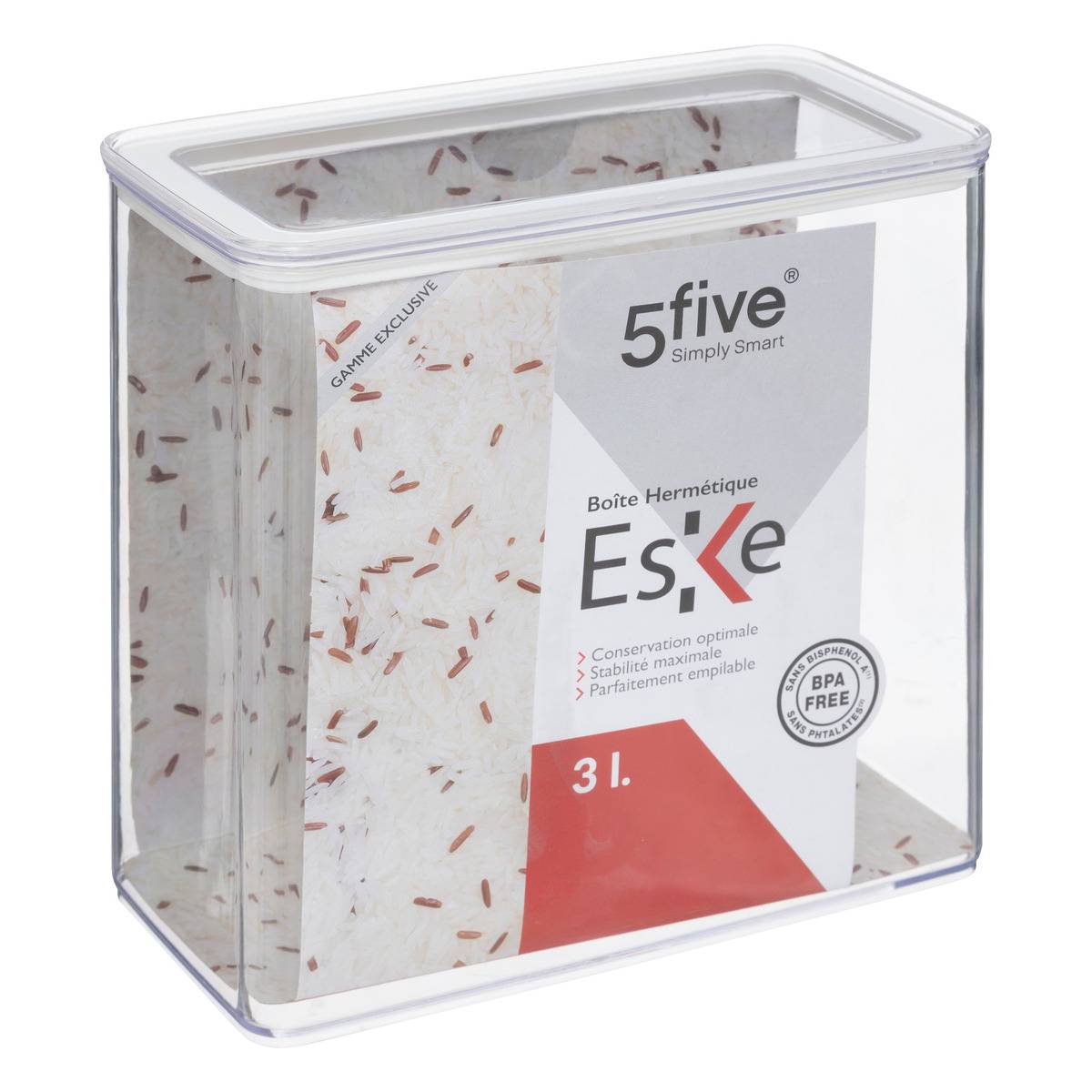 Boîte de conservation rectangulaire ESKE transparent, 5FIVE SIMPLY SMART