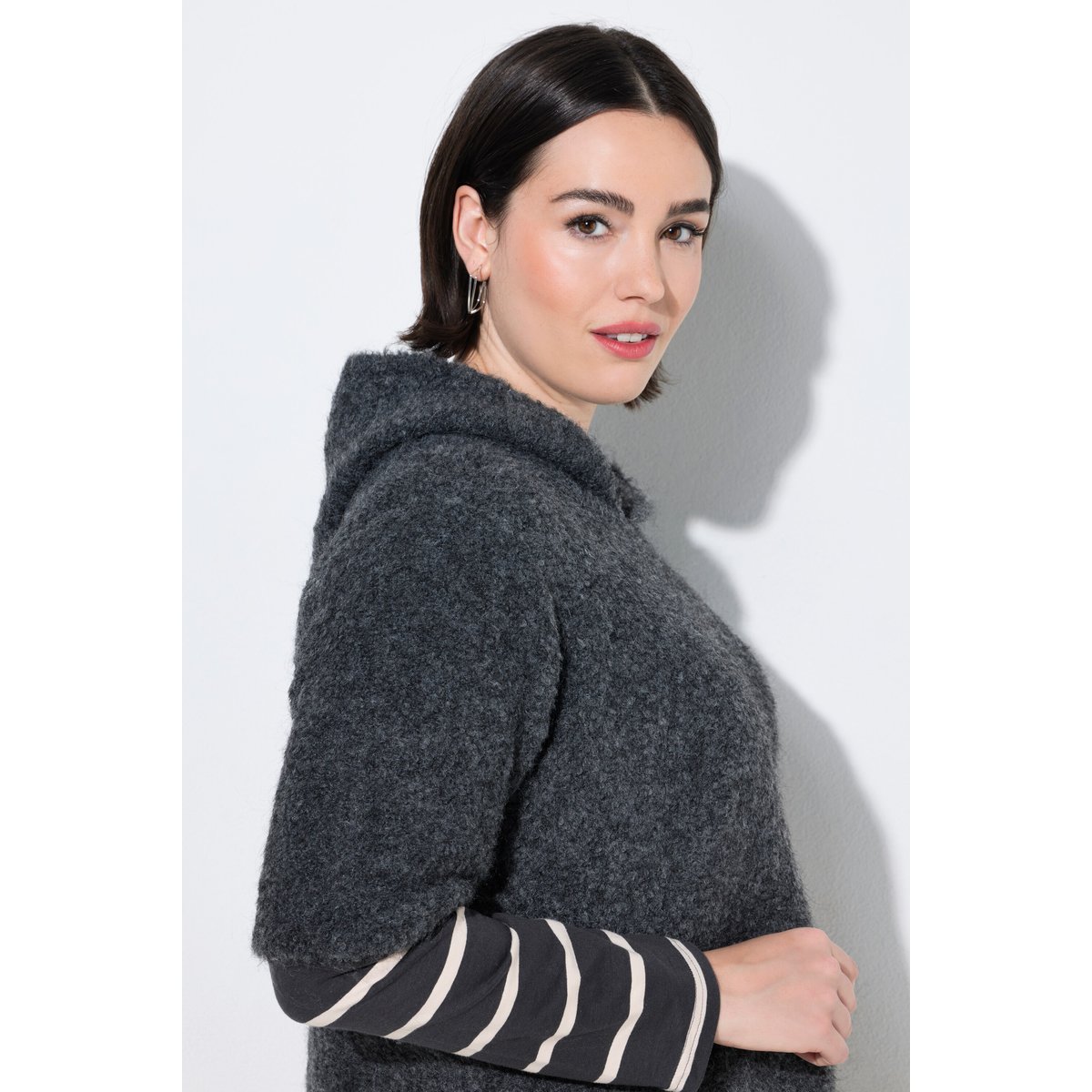 Sweat-shirt à capuche chiné anthracite, ULLA POPKEN