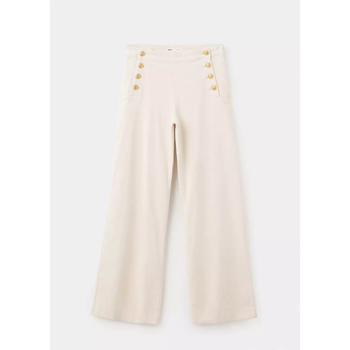 Pantalon en velours à boutons écru, MANGO