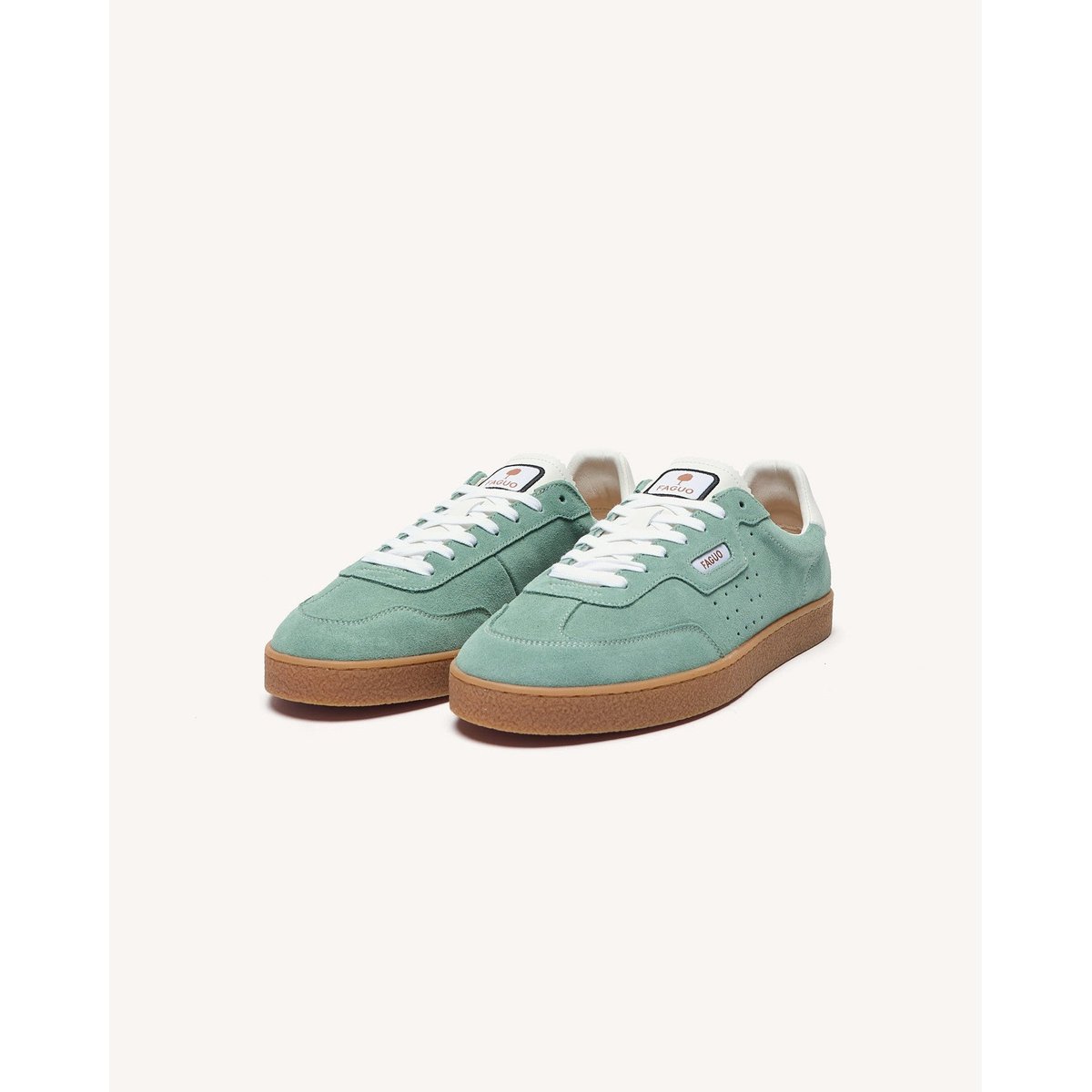 Baskets basses suede LUMBO vert clair, FAGUO