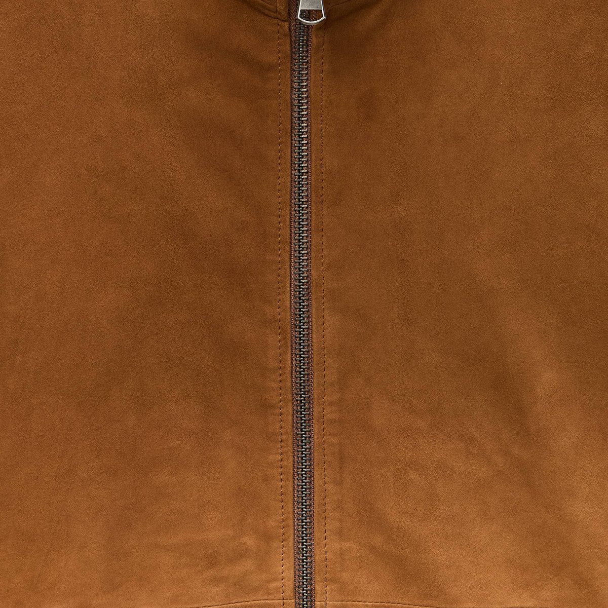 Veste en cuir col montant ocre, MONOPRIX