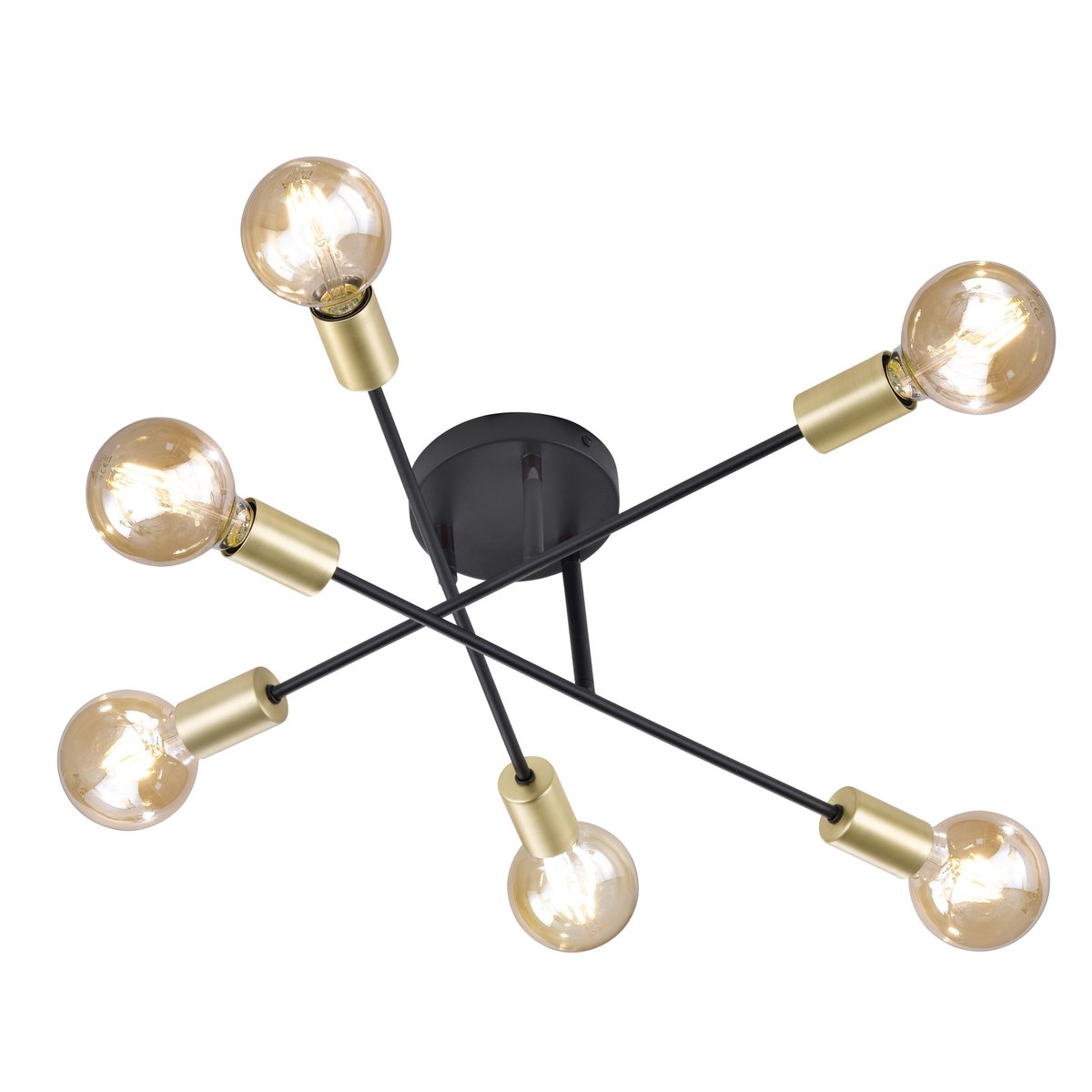 Plafonnier design en métal industriel, D.57 , CROSS noir, TRIO