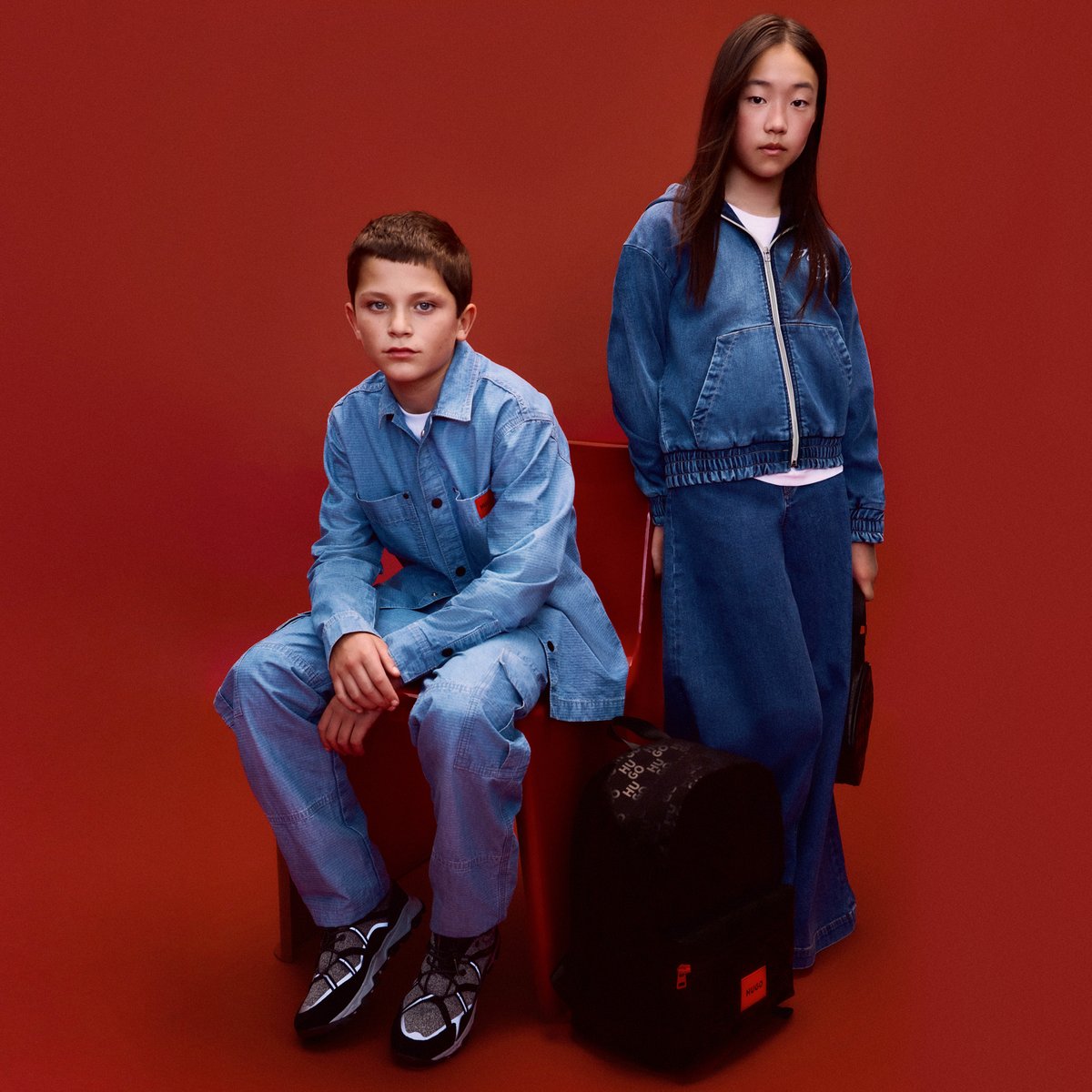 Chemise en denim stone, HUGO KIDSWEAR