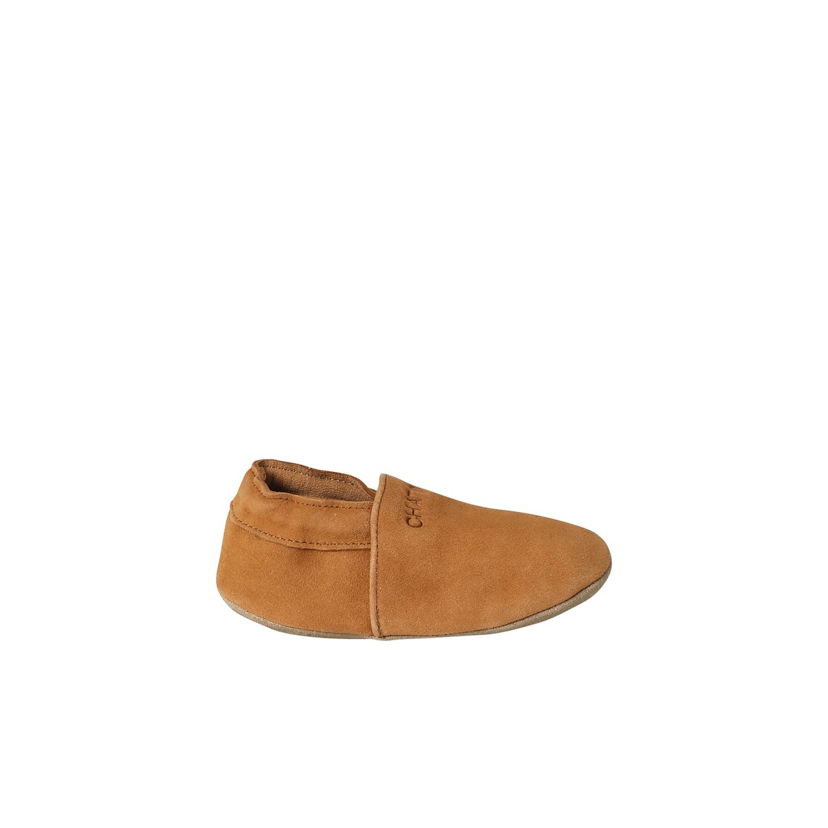 Chaussons élastiqués en cuir souple chocolat, VERTBAUDET