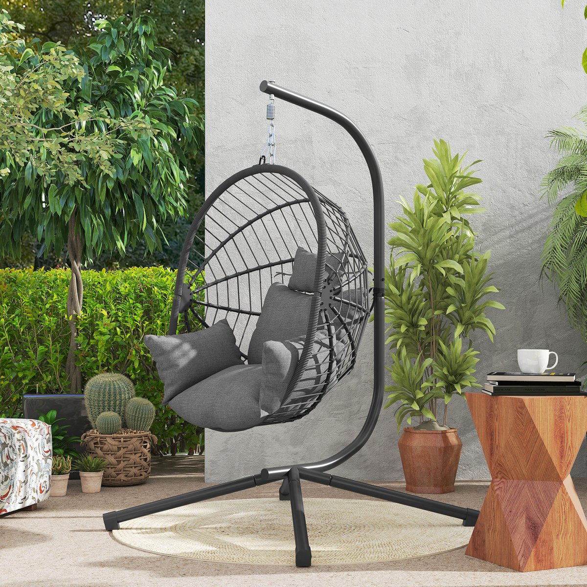 Fauteuil à bascule Acier Gris gris, OUTSUNNY