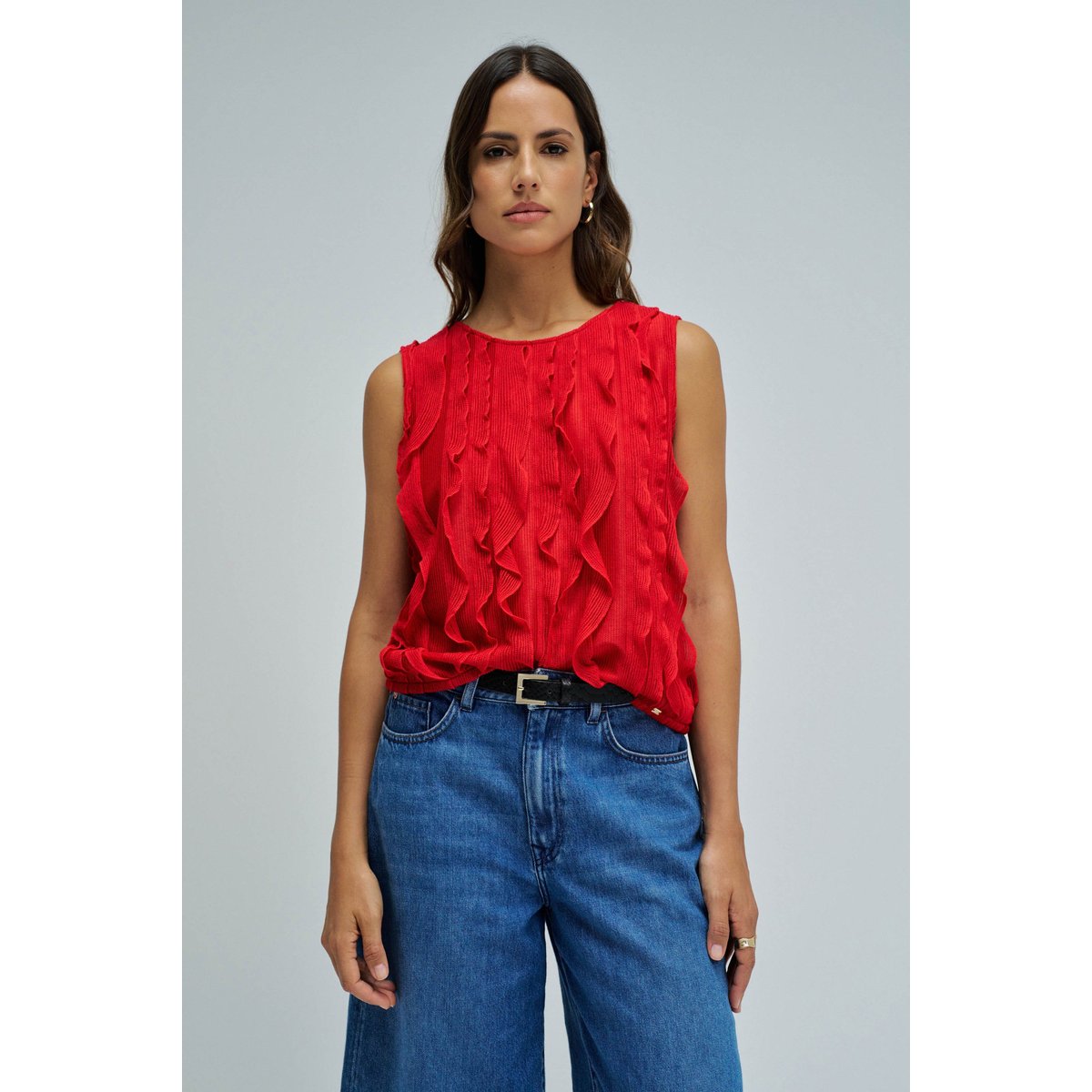 TOP AVEC FEUILLES rouge, SALSA JEANS