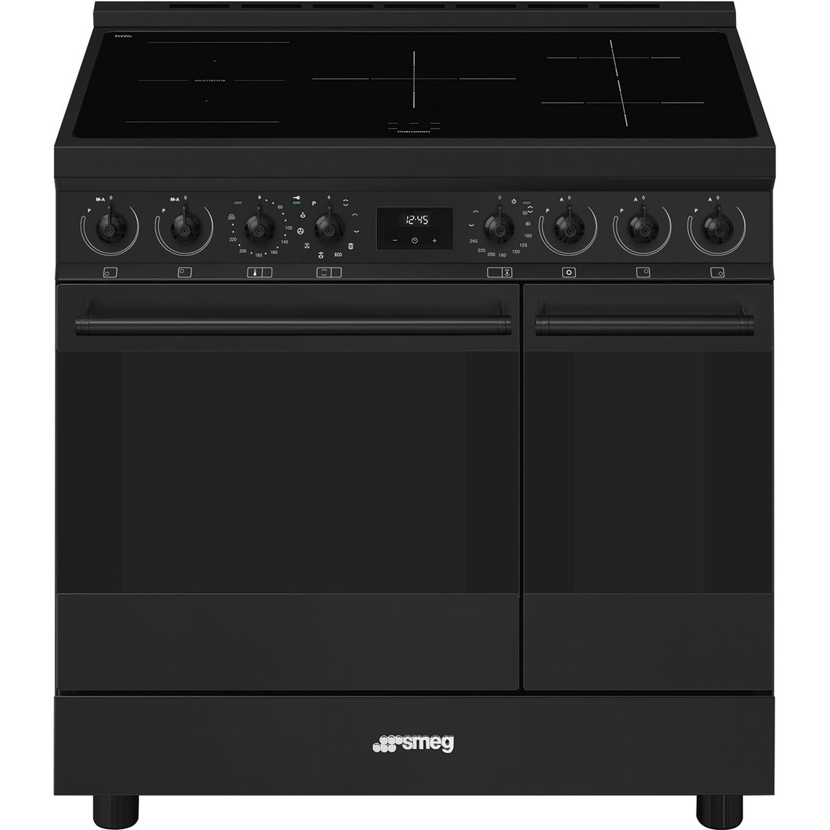Piano de cuisson induction 5 feux 90 cm C92IP noir mat noir mat, SMEG