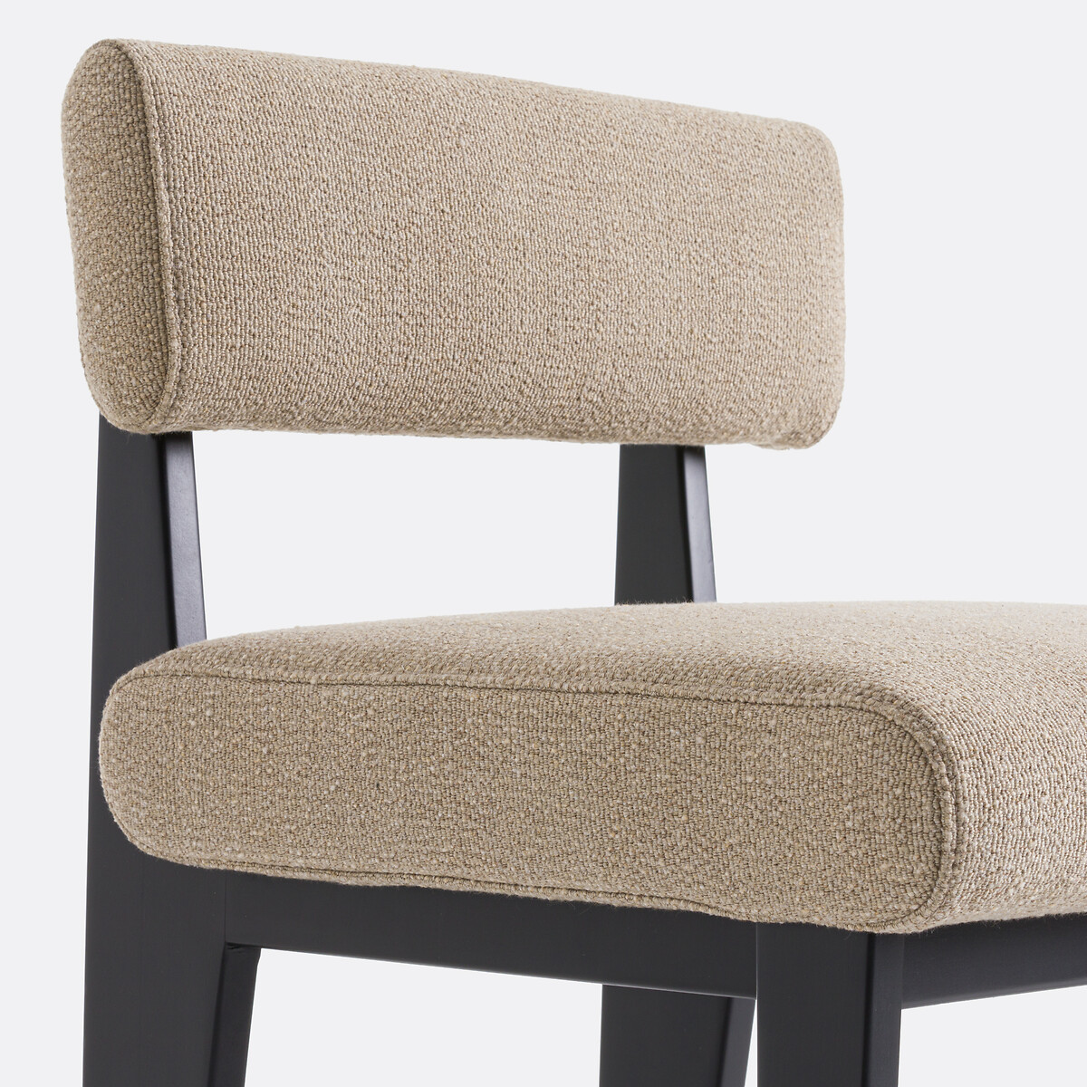 Chaise de bar en hêtre massif et tissu texturé, IZAG moka, AM.PM
