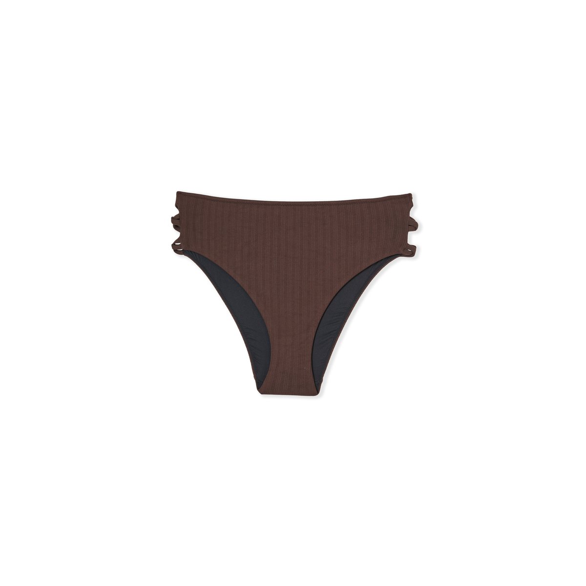 Bas de maillot de bain taille haute lacé LIEN D ETE marron, ETAM