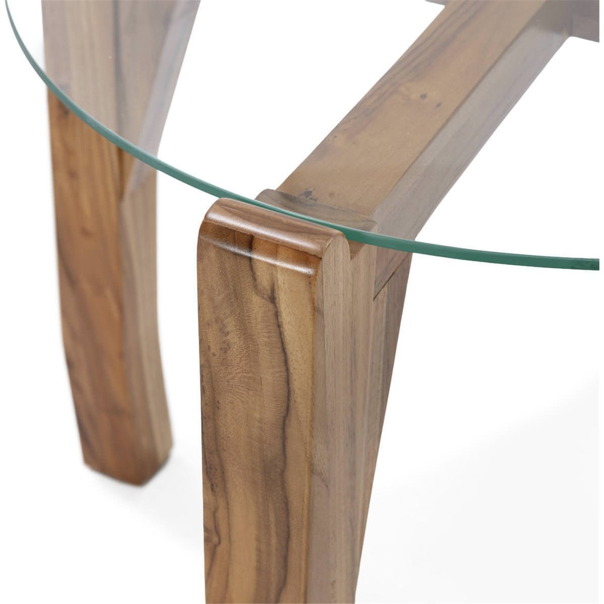 Table d'appoint en teck massif et verre naturel, RECOLLECTION