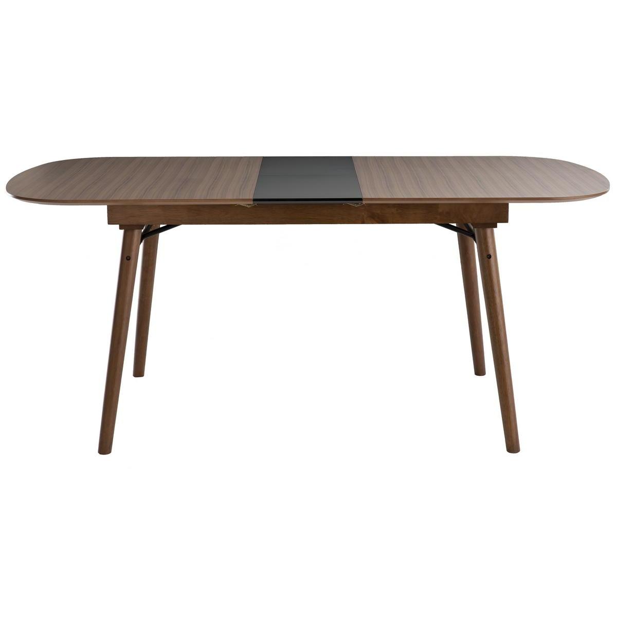 Table extensible rallonges intégrées rectangulaire L150-180 cm SHELDON noyer, MILIBOO