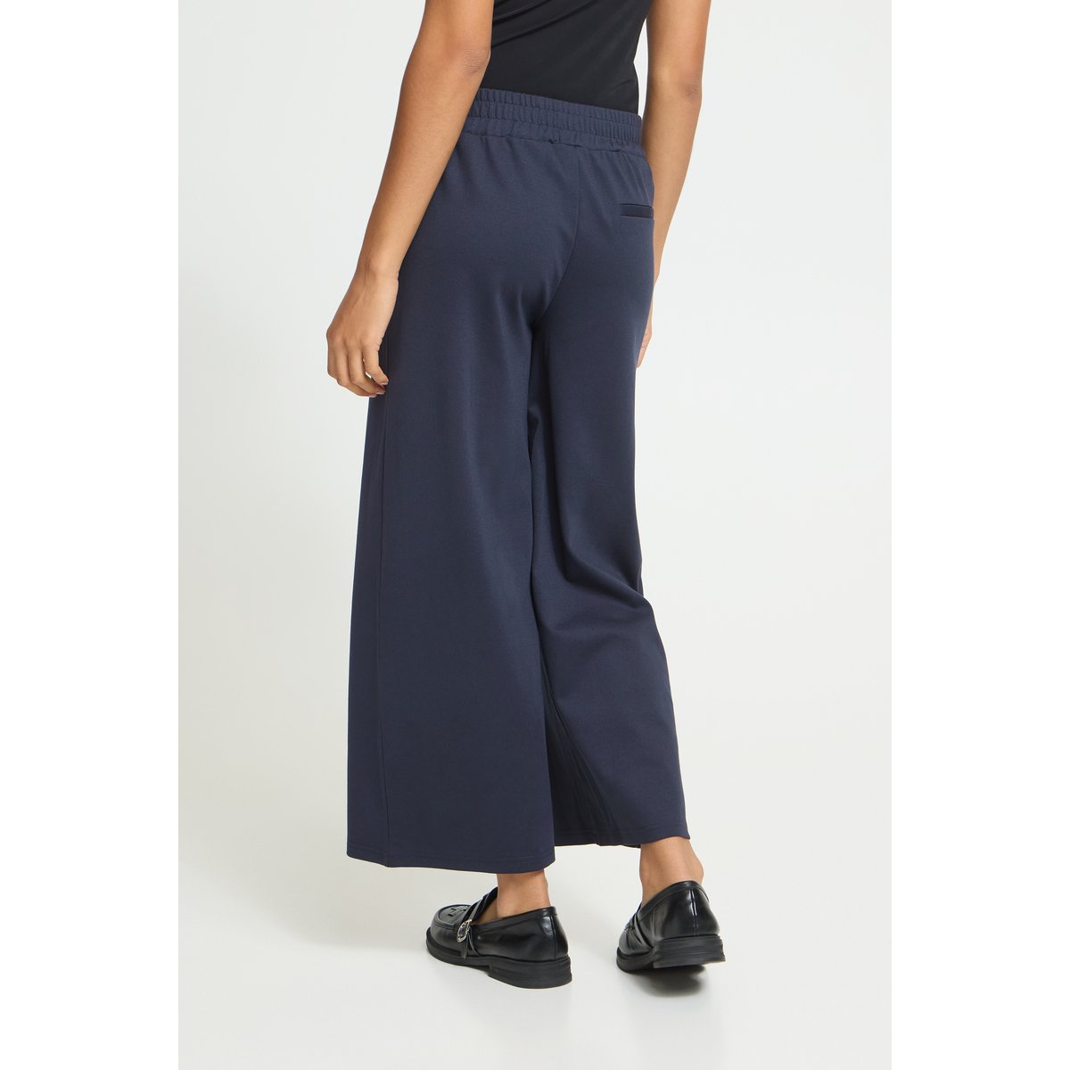Pantalon coupe droite, jambes larges, longueur cheville bleu total eclipse, ICHI