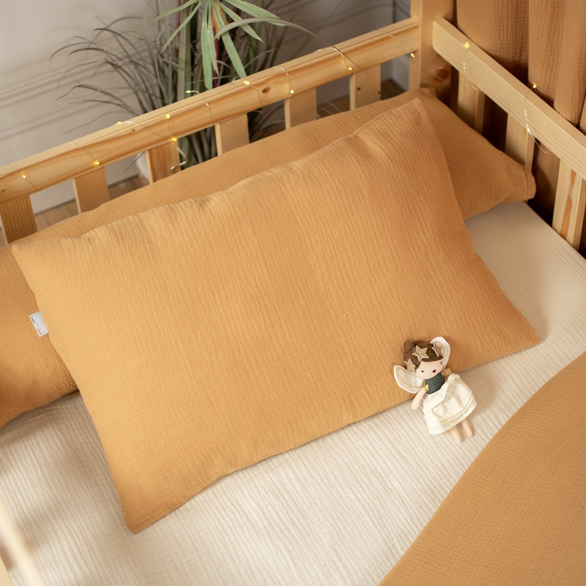 Taie d'oreiller en gaze de coton JEANNE camel, SEVIRA KIDS