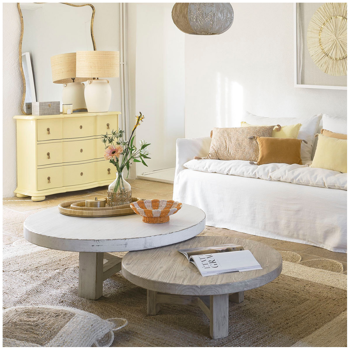 Table basse BAO orme recyclé blanc, BLANC D’IVOIRE