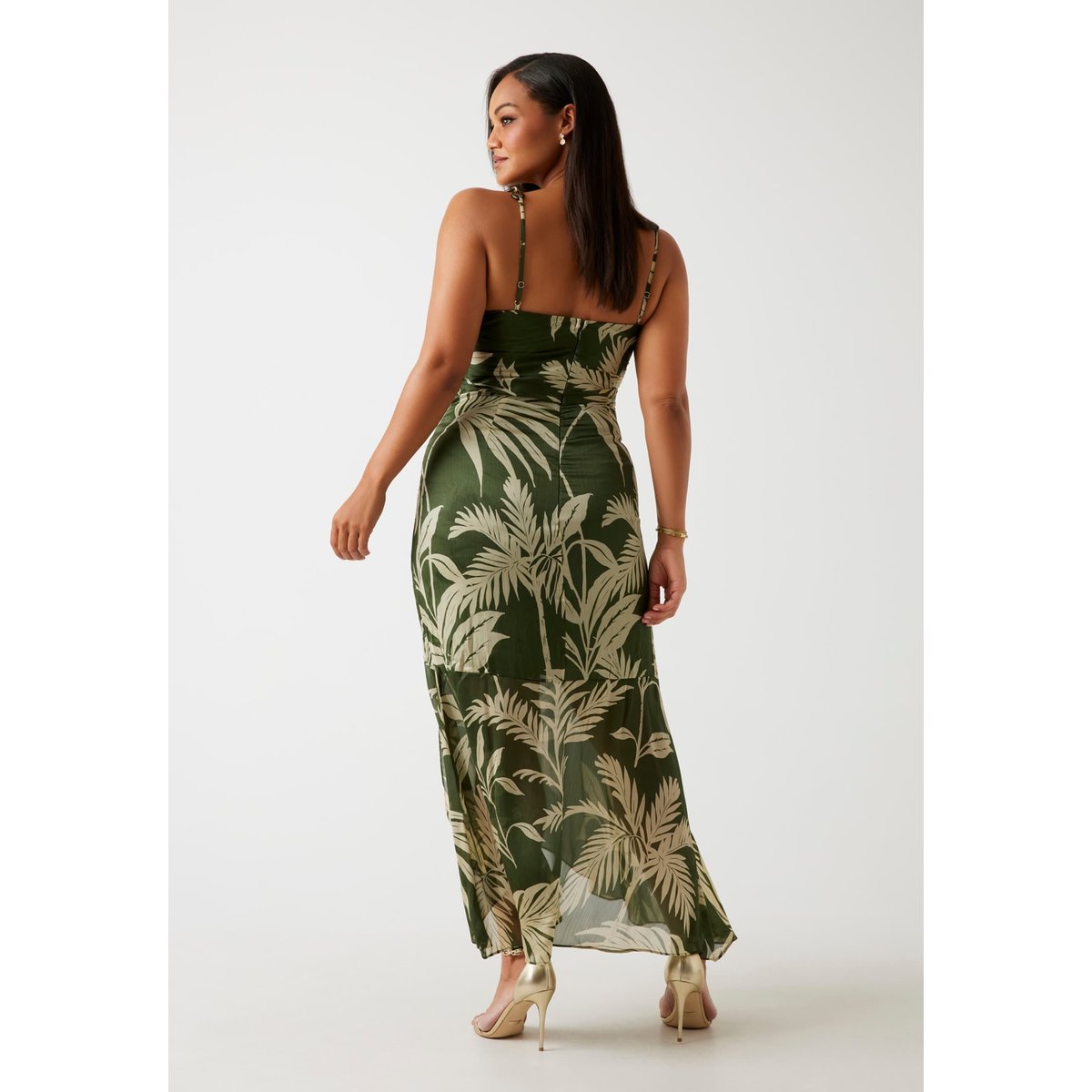 Maxi Robe Mousseline Imprimée vert floral, GUESS