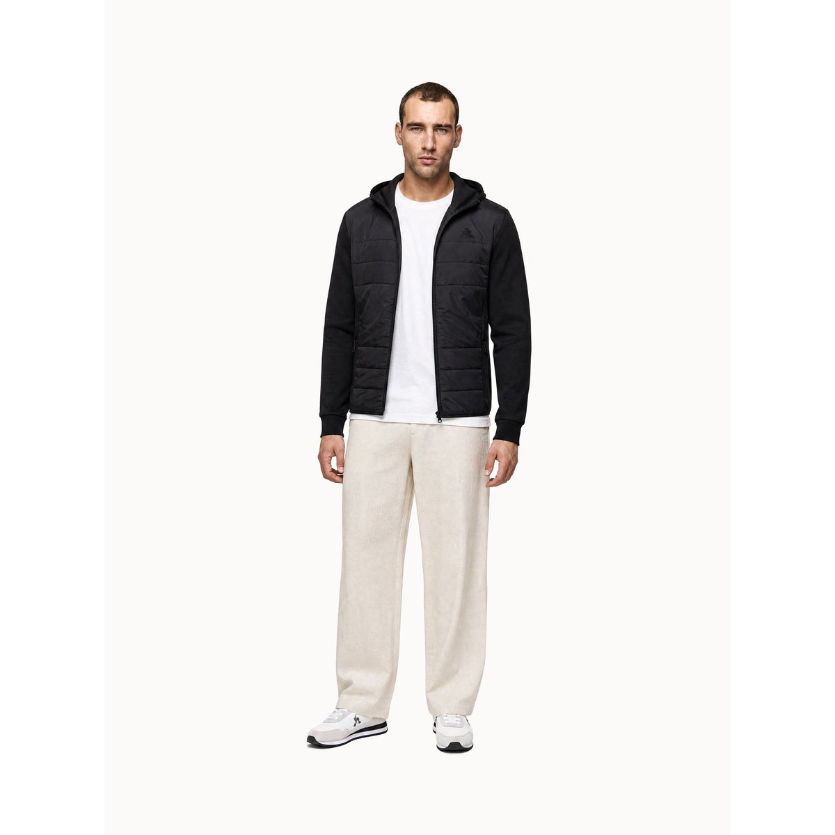 Sweat zippé à capuche Ton sur ton noir, LE COQ SPORTIF