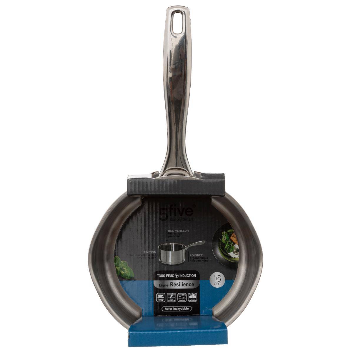 Casserole en inox 16cm avec bec verseur RESILIENCE argent, 5FIVE SIMPLY SMART