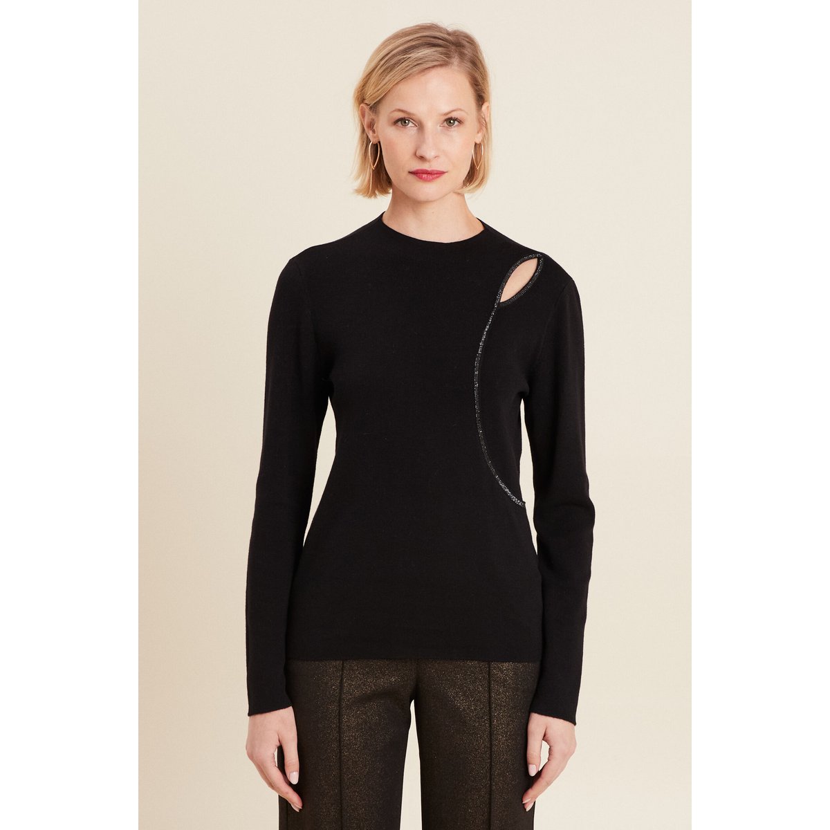 Pull manches longues strass noir, BREAL