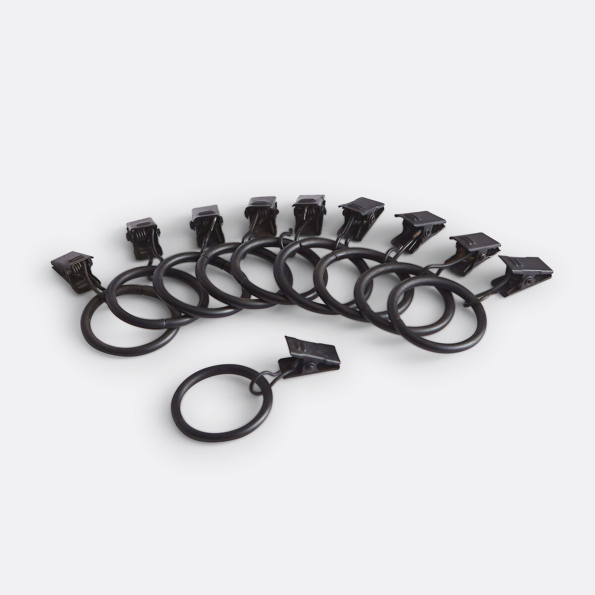 Lot 10 anneaux pinces ONEGA, diam 25mm noir, LA REDOUTE INTERIEURS