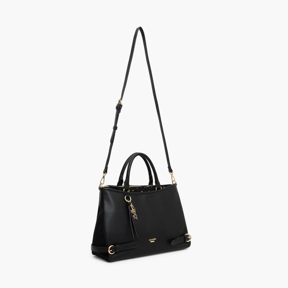 Grand sac shopper Tobi noir,doré, LOLLIPOPS