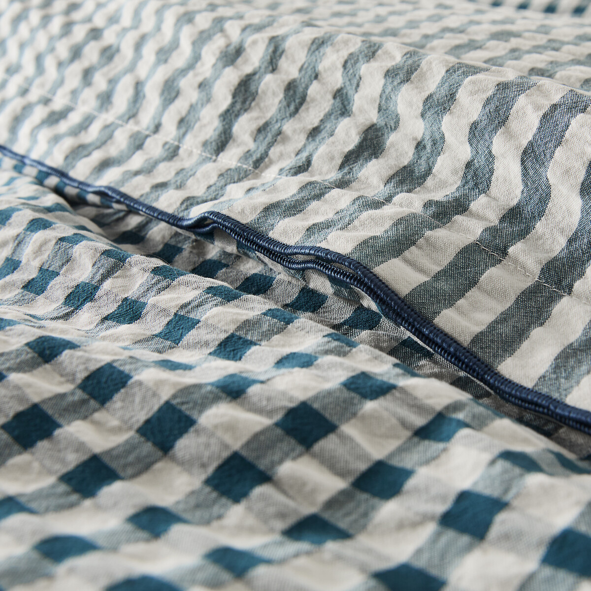 Housse de couette coton seersucker, COTTAGE BLEU bleu, LA REDOUTE INTERIEURS
