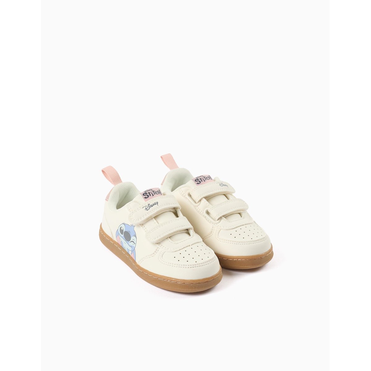 Baskets avec imprimé Stitch et brides à scratch beige clair, ZIPPY