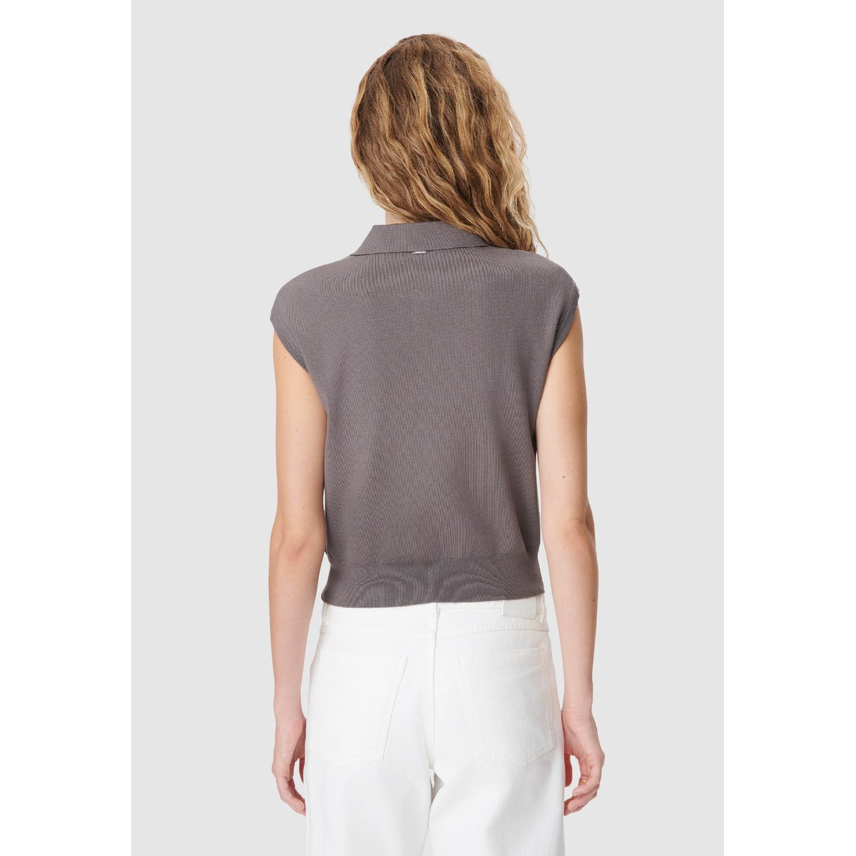 Pull col polo boutonné gris foncé, IKKS