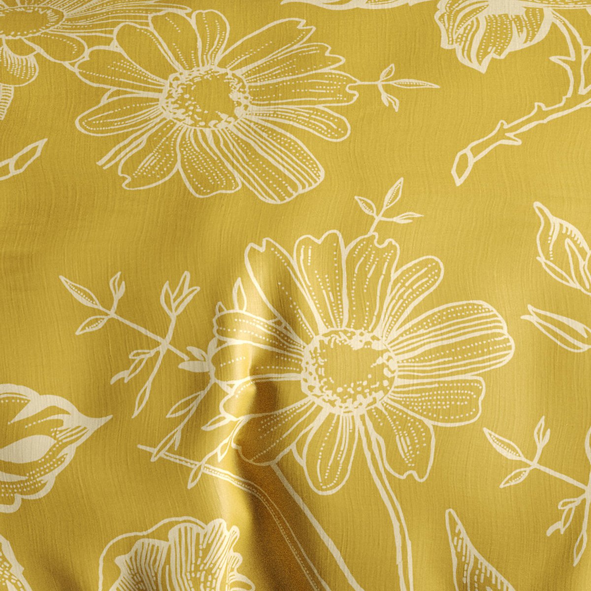 Parure housse de couette en coton imprimée, Victoria ocre, C DESIGN HOME TEXTILE