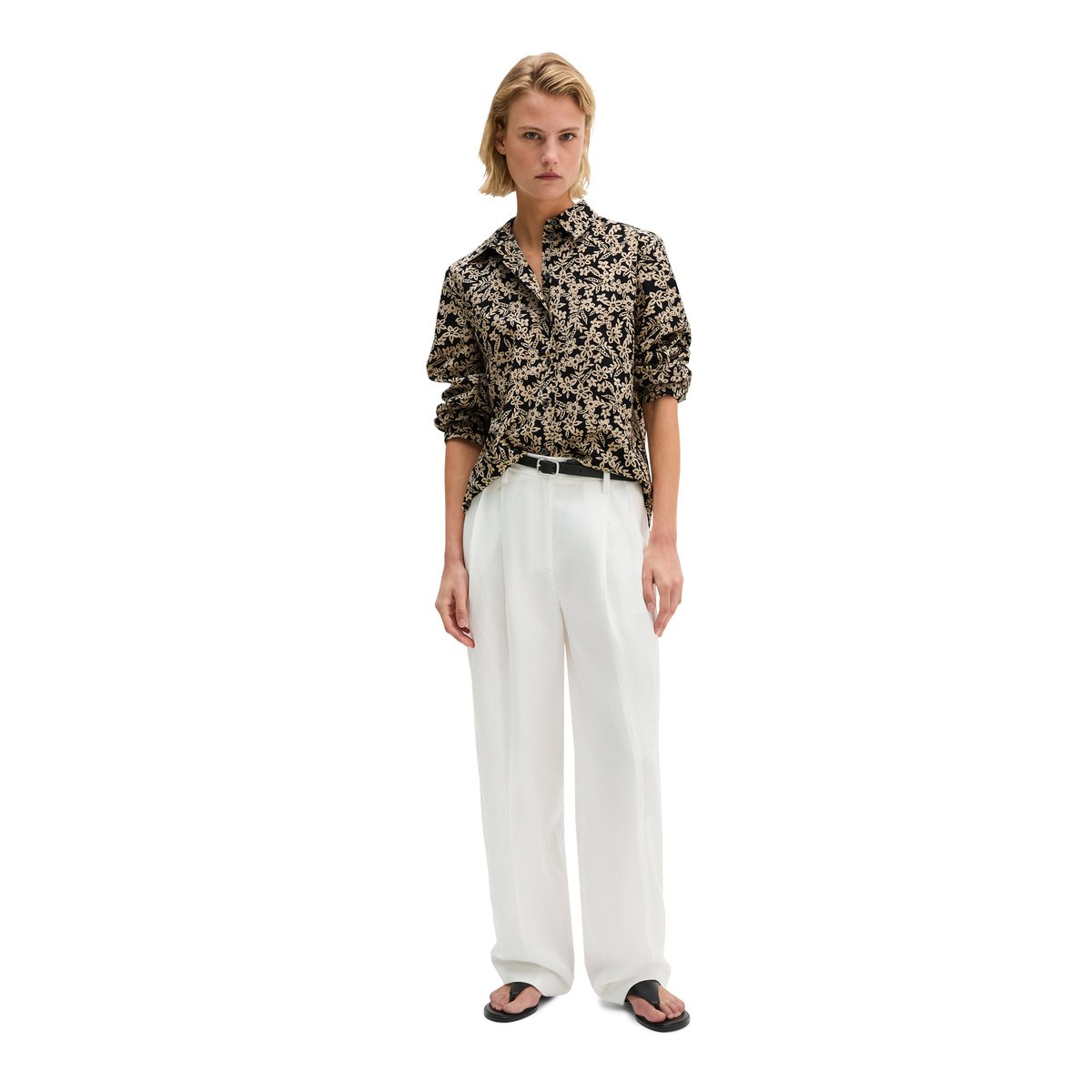 Blouse imprimée regular en popeline légère Papertouch noir, MARC O'POLO