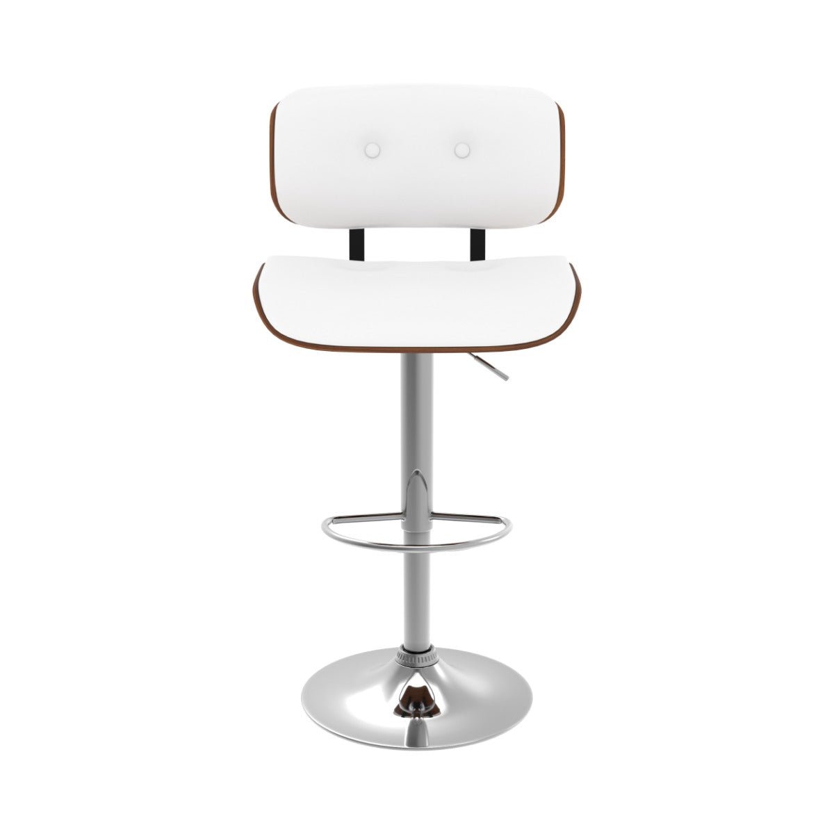 Chaise de bar réglable 65/86 cm en cuir synthétique - MELCHIOR blanc pied chrome, MAISON PAVANE