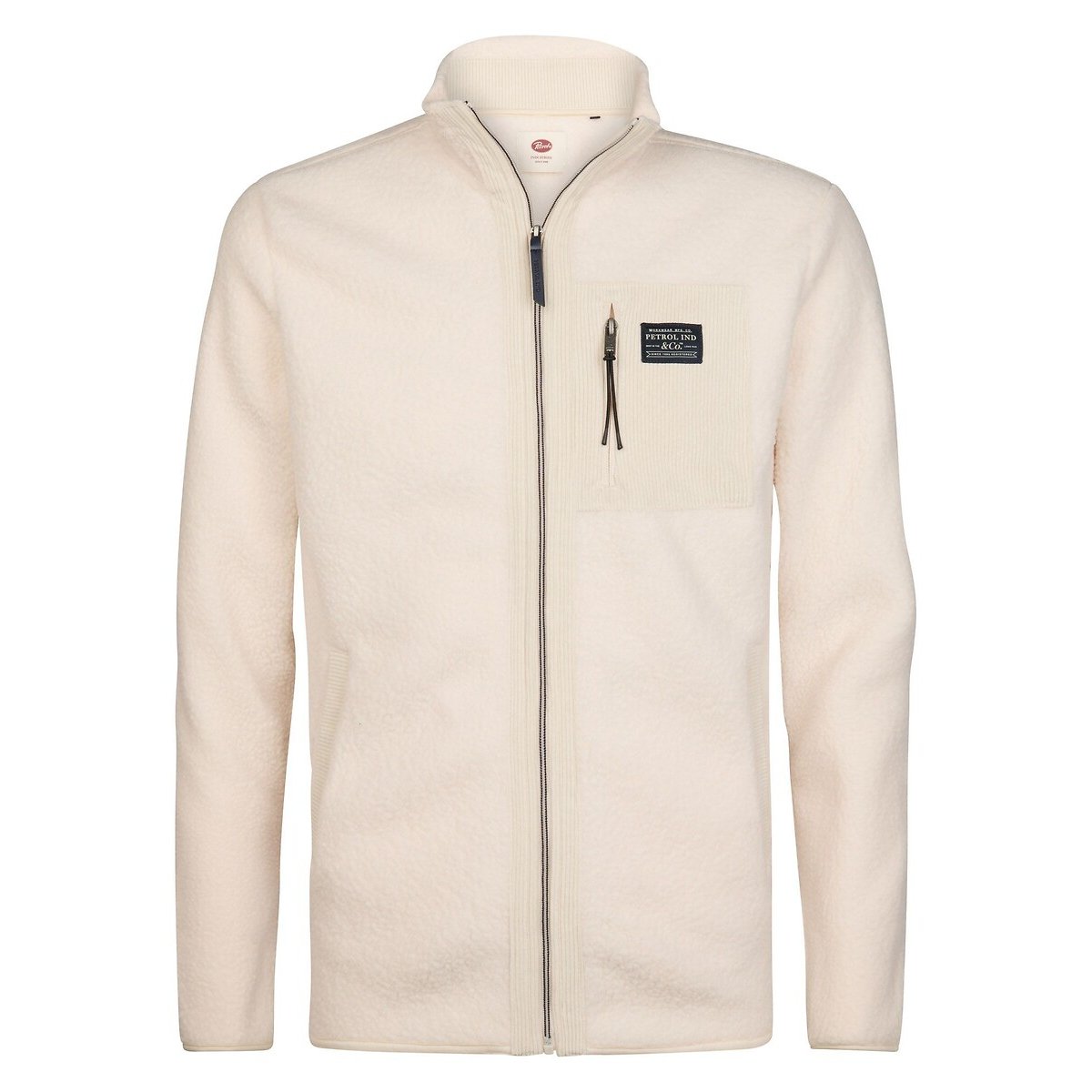 Veste zippée coupe droite longue blanc cassé, PETROL INDUSTRIES