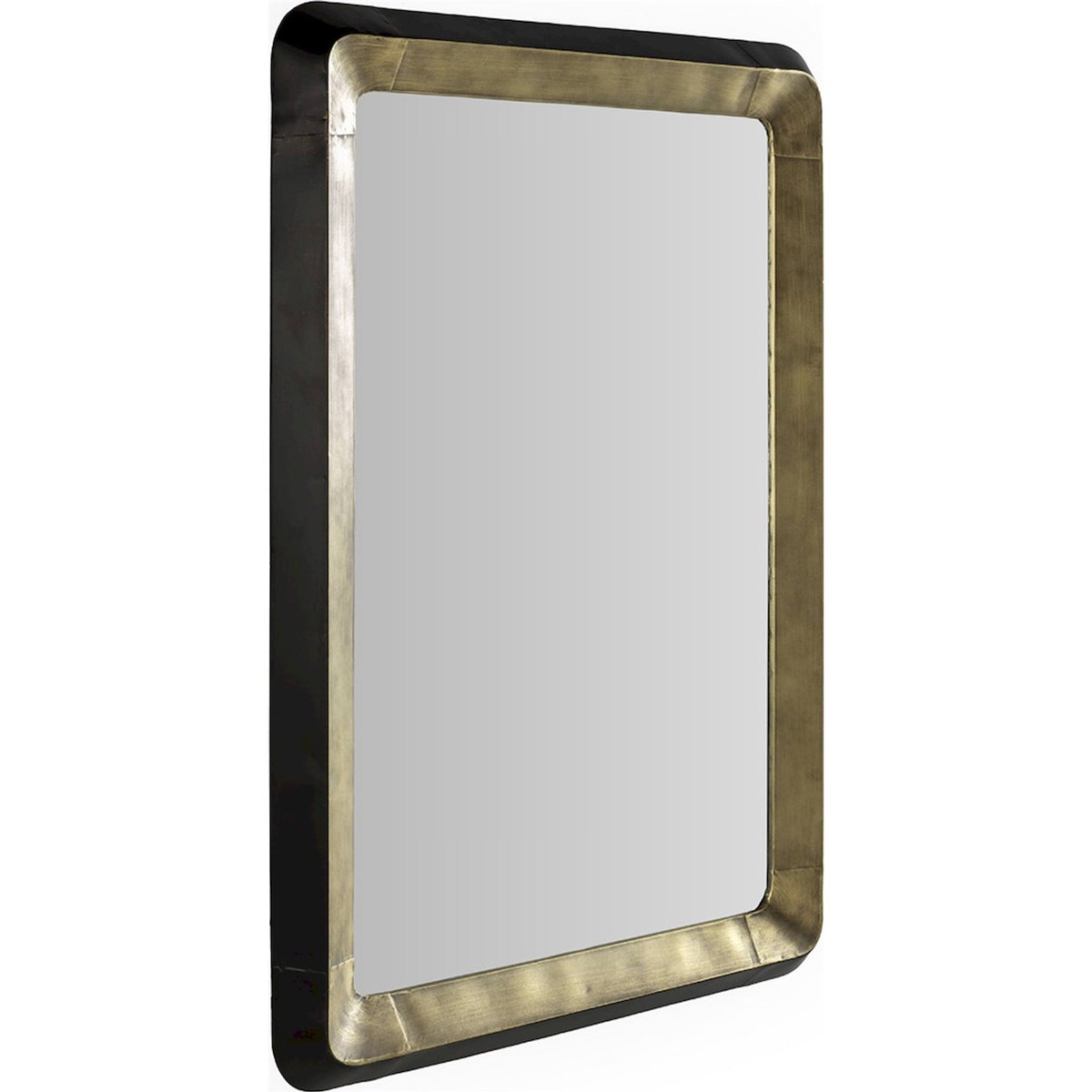Miroir mural rectangulaire en métal et bois doré noir effet métal bois, RECOLLECTION