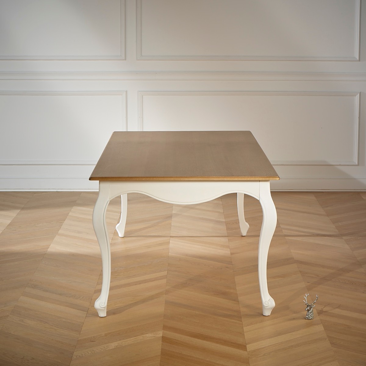 Table rectangulaire, plateau en chêne 8 couverts LOURDES blanc, ROBIN DES BOIS