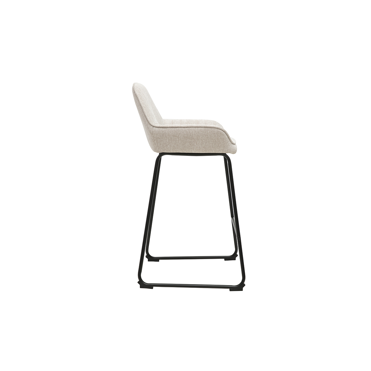 Tabourets de bar en tissu effet velours texturé terre brûlée et métal noir H68 cm (lot de 2) RONNIE beige, MILIBOO
